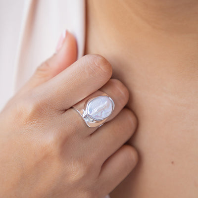 Baroque Lagoon Pearl Ring Silver
